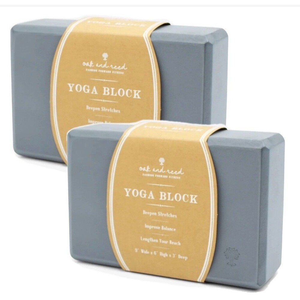 Oak & Reed 2 Pack Form + Function Yoga Foam Block 9" x 6" x 3" Gray